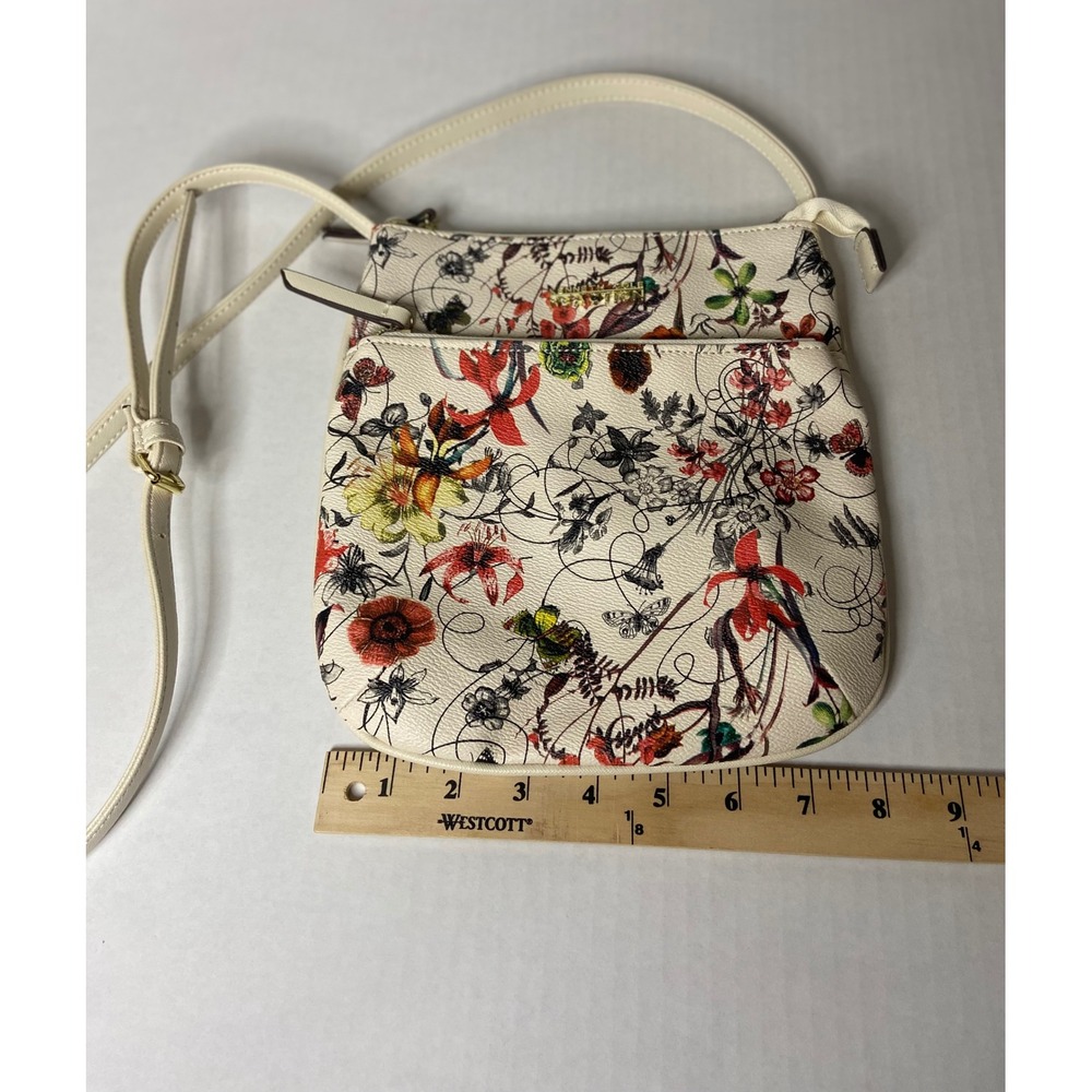 Kenneth Cole Reaction Floral Print Crossbody Bag‎ Cream Multi Color Small - Picture 7 of 16